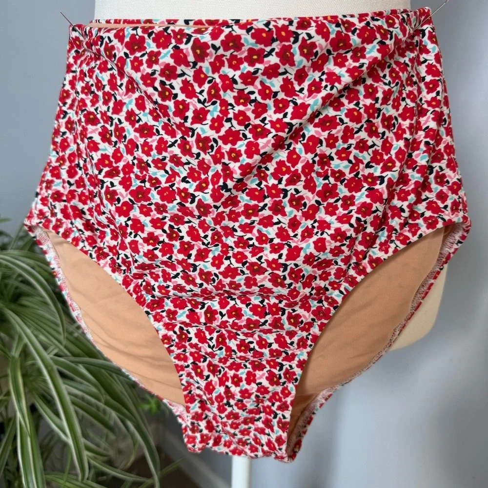 J. Crew Floral Print Bikini High Waist‎ Bottoms & Ruffle on Top Bottom-XS Top-M